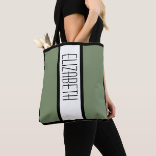 Tote Bag Moderne Minimaliste Bloc de Couleur Nom Personnali