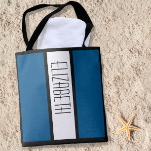 Tote Bag Moderne Minimaliste Bloc de Couleur Nom Personnali