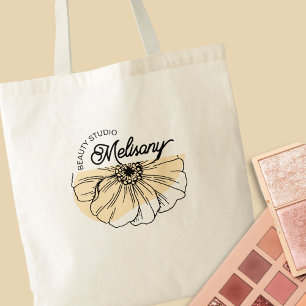 Tote Bag Moderne minimaliste Élégant Or Floral Line Art
