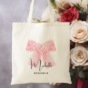 Tote Bag Moderne Minimaliste Script Rose Élégant Mariage
