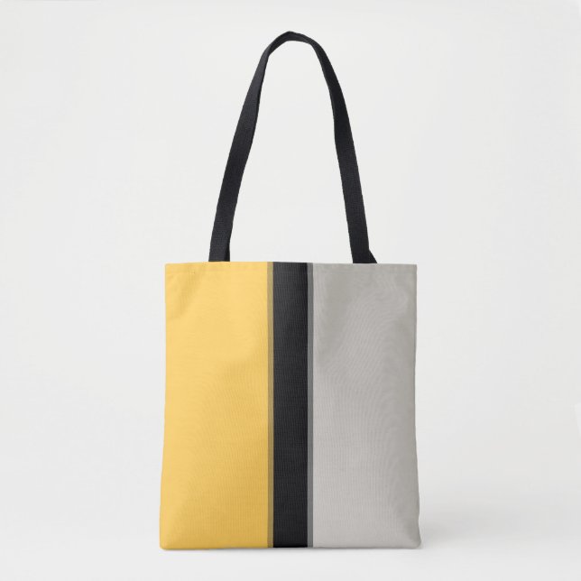 Tote Bag Moderne moutarde Jaune Argent Gris Noir Gris (Devant)