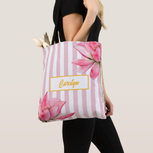 Tote Bag Moderne or Floral rose Lotus Bridesmaid Élégant