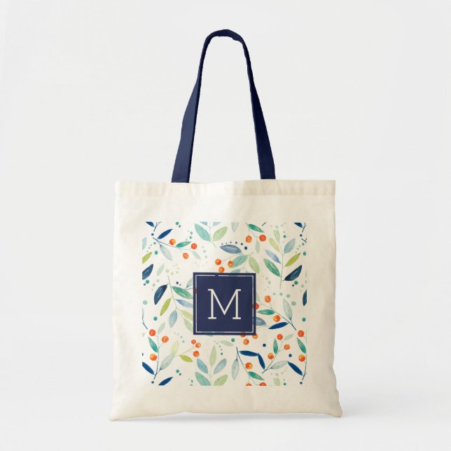 Tote Bag Moderne Pastel Aquarelles Motif botanique (Devant)
