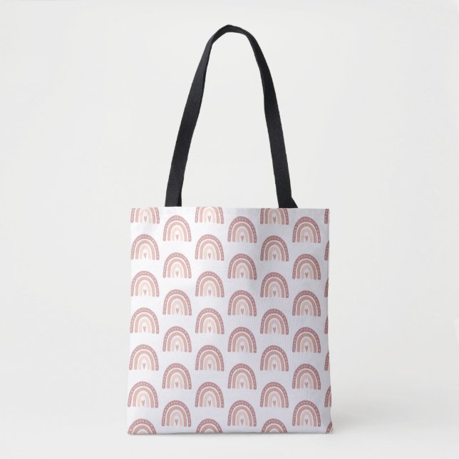 Tote Bag Moderne Pastel Rose Arc-en-ciel Boho Motif Votre n (Devant)
