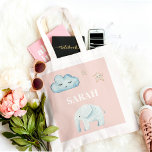 Tote Bag Moderne Pastel Rose & Bleu Nom de l'enfant<br><div class="desc">Moderne Pastel Rose & Bleu Nom de l'enfant</div>