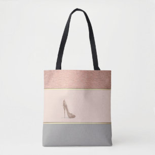Tote Bag Moderne rayé féminin, talons hauts