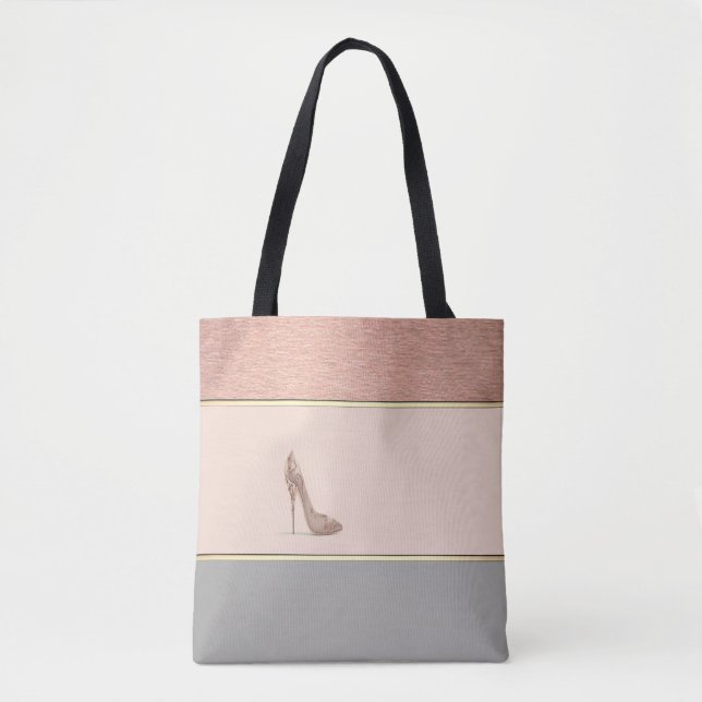 Tote Bag Moderne rayé féminin, talons hauts (Devant)