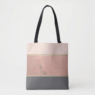 Tote Bag Moderne rayé girly, talon haut