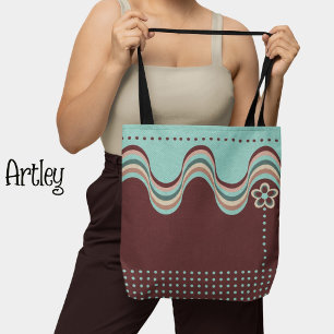 Tote Bag Moderne rouge rouge bleu Super géométrique Floral
