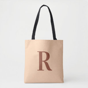 Tote Bag Moderne Simple Monogramme Beige