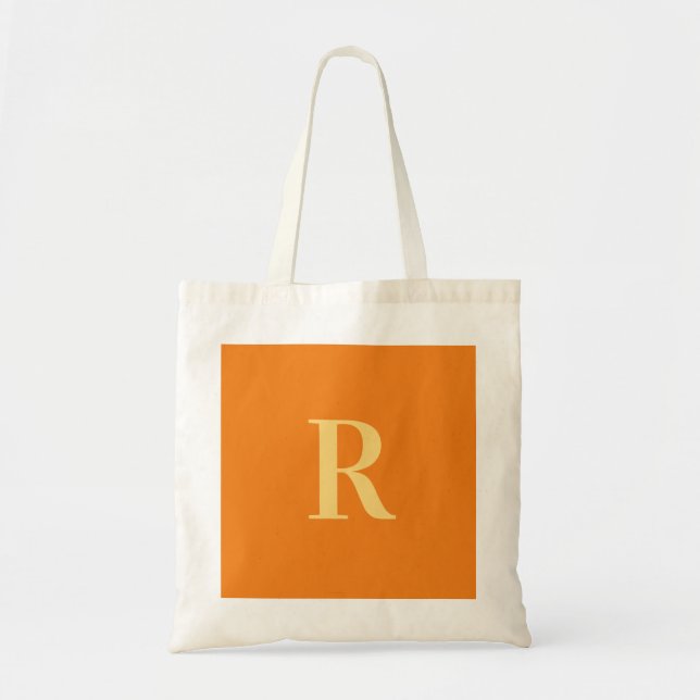 Tote Bag Moderne simple Monogramme Orange (Devant)