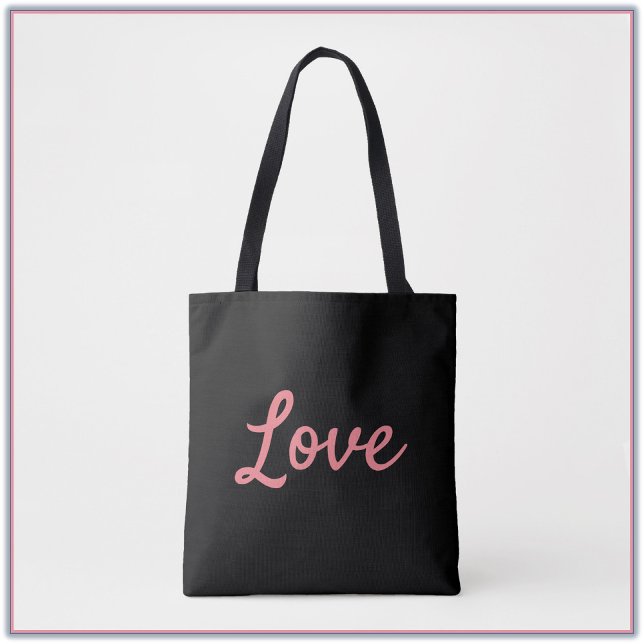 Tote Bag Moderne Simple rose et noir Love Fourre-tout (Créateur téléchargé)