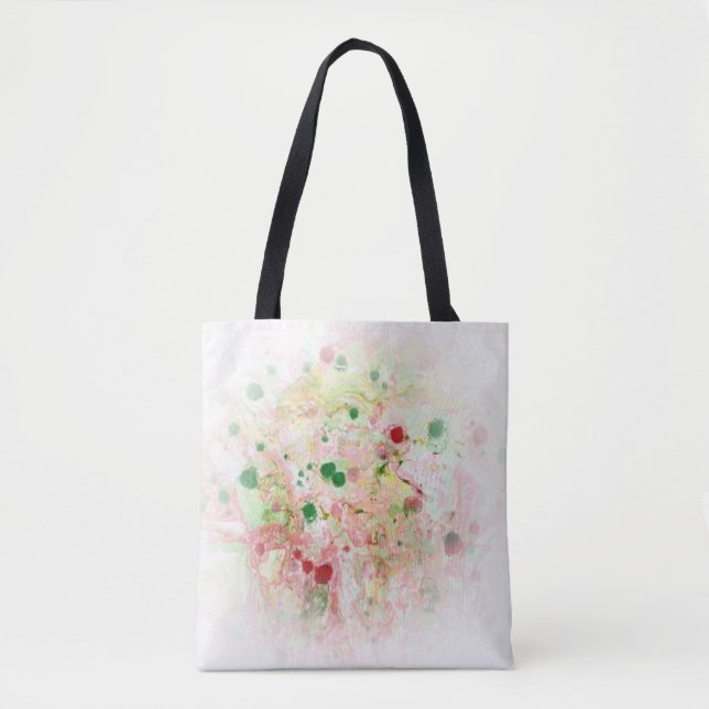 Tote Bag Moderne tendance Abstrait rose rouge jaune vert (Devant)