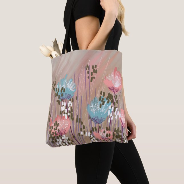 Tote Bag Moderne tendance Floral Abstrait (De près)