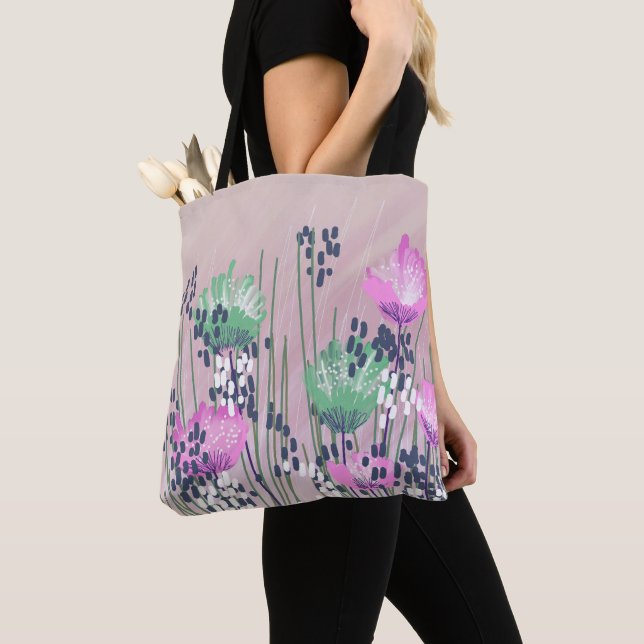Tote Bag Moderne tendance Floral Abstrait (De près)