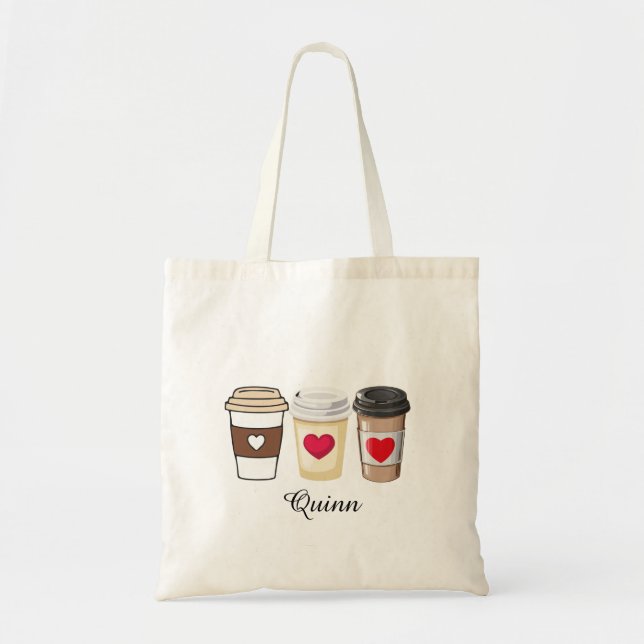Tote Bag Moderne Tendance Mignonne Café Féminin (Devant)