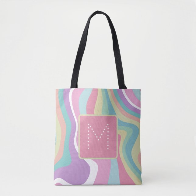 Tote Bag Moderne tendance Monogramme Retro Motif (Devant)