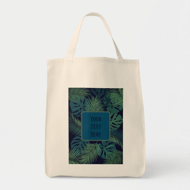 Tote Bag moderne tropicale feuille de palmier foncé contemp (Devant)