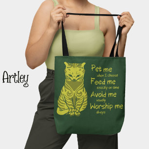 Tote Bag Moderne Vert Jaune Funny Chat Phrase Peinture pour