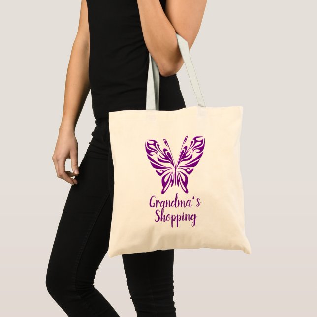 Tote Bag Modifier le texte Papillon pourpre de grand-mère S (Devant (produit))