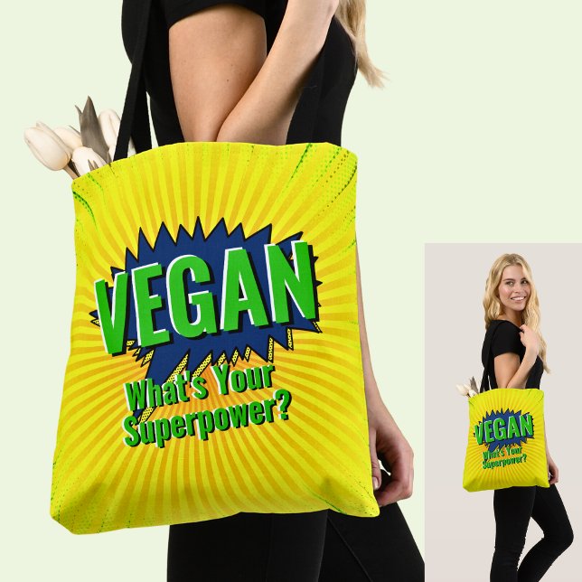 Tote Bag Modifier le texte Vegan votre superpuissance Style (Créateur téléchargé)