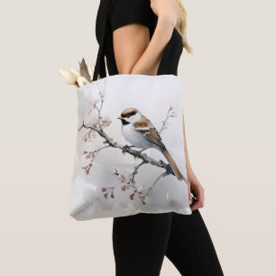 Tote Bag Moineau sur branche de printemps
