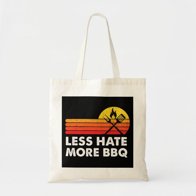 Tote Bag Moins De Haine Plus De BBQ Fumer Viande Citation D (Devant)