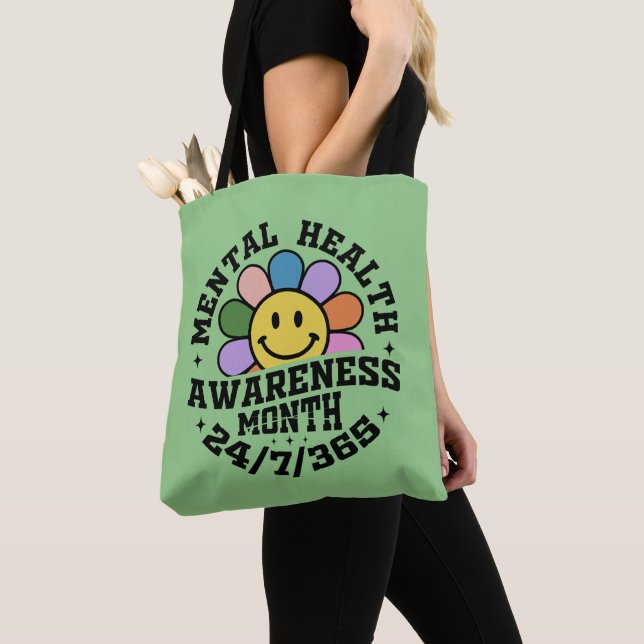 Tote Bag Mois de sensibilisation à la santé mentale (De près)