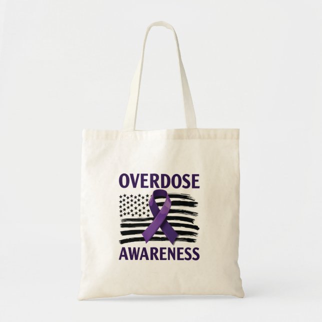 Tote Bag Mois de sensibilisation à la surdose Étiquette amé (Devant)