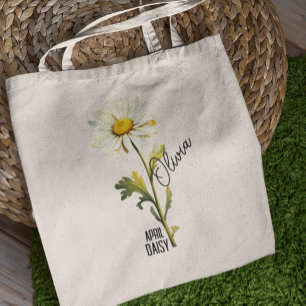 Tote Bag Mois des fleurs de naissance Avril Nom de la margu