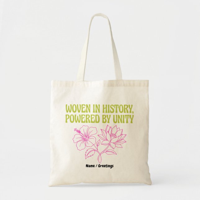 Tote Bag Mois du patrimoine AAPI Tissée Unité Florale Histo (Devant)