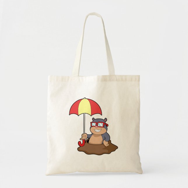 Tote Bag Mole à la pluie avec parapluie (Devant)