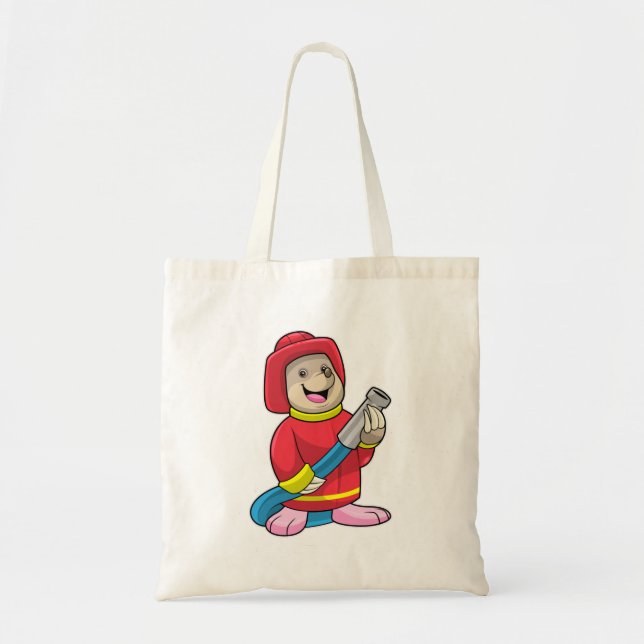 Tote Bag Mole comme pompier avec tuyau (Devant)