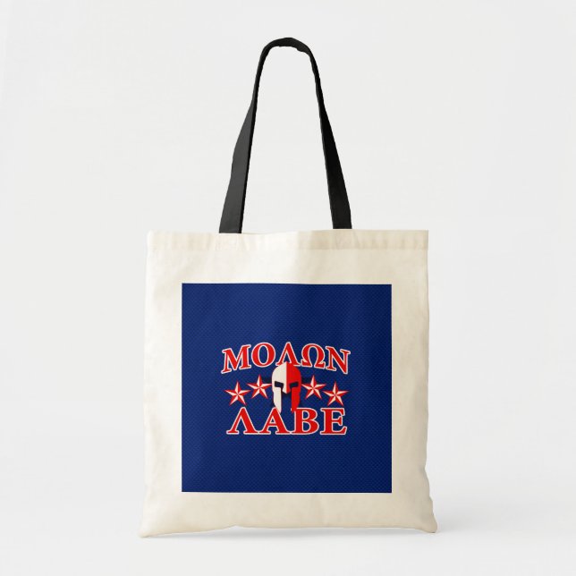 Tote Bag Molon Labe Spartan Warrior Mask 5 étoiles Patriot (Devant)
