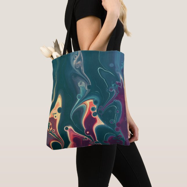 Tote Bag Molten Waves in Midnight Motion (De près)