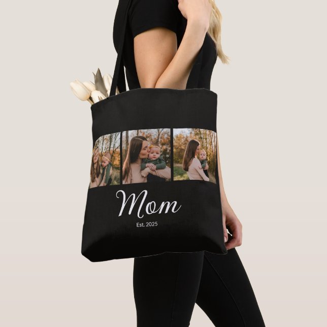 Tote Bag Mom Established Script Black 3 Photo (De près)