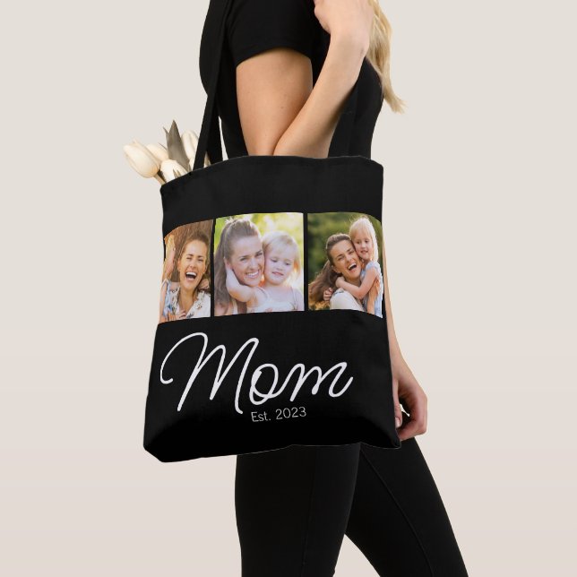 Tote Bag Mom Established Script Black 3 Photo (De près)