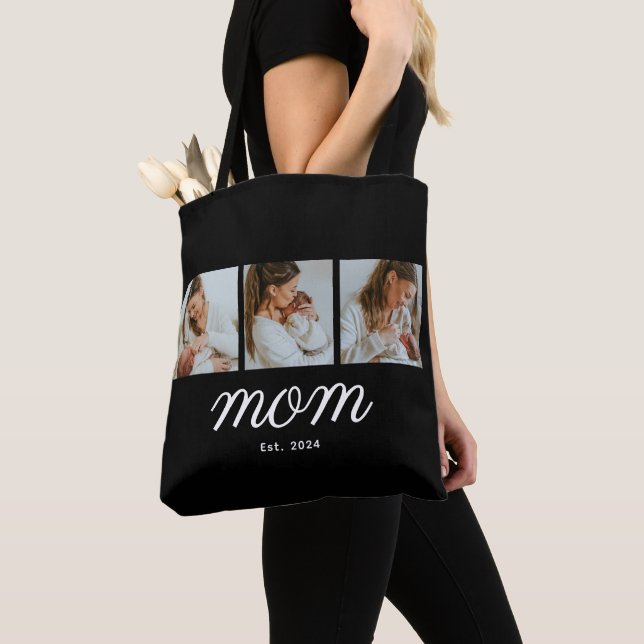 Tote Bag Mom Established Script Black 3 Photo (De près)