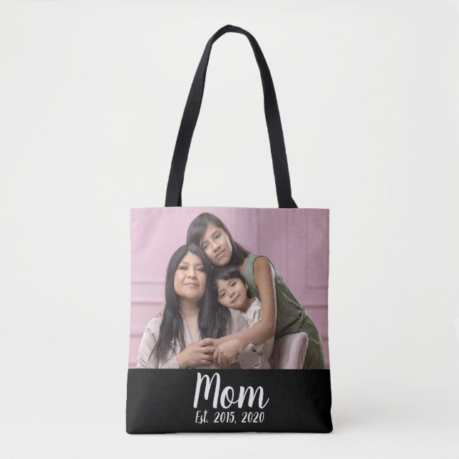 Tote Bag Mom Established Script Black Photo (Devant)