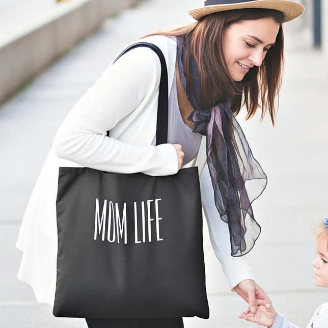 Tote Bag "MOM LIFE" texte simple personnalisé (Créateur téléchargé)