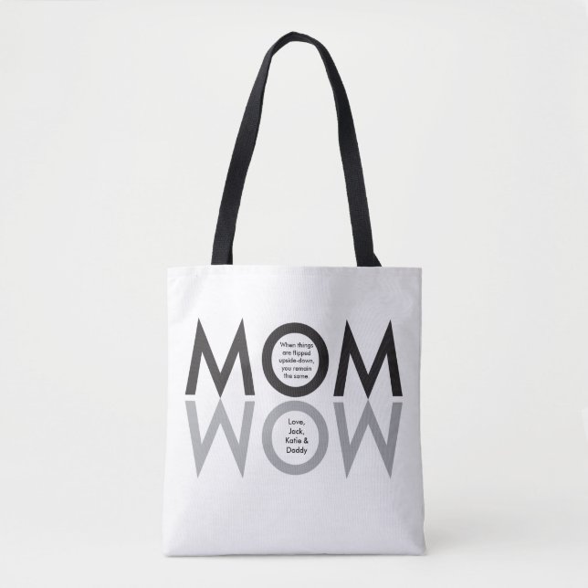 Tote Bag MOM, WOW, coutume, cadeau de jour pour la mère, "d (Devant)