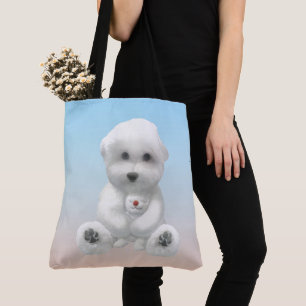Tote Bag Moment Douillet : Bichon Sourire Enlaçant un Mini