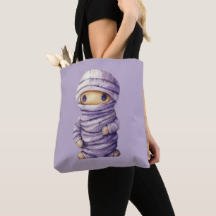 Tote Bag Momie violette et blanche super mignonne Halloween