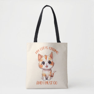 Tote Bag Mon Chat Appelle Un Chat Orange Cute