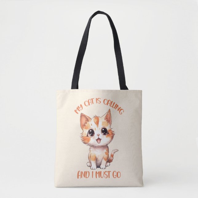 Tote Bag Mon Chat Appelle Un Chat Orange Cute (Devant)