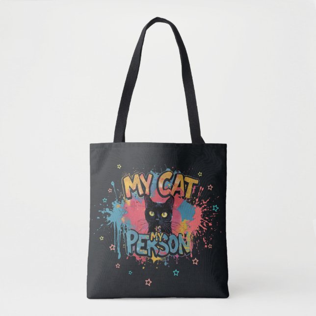 Tote Bag Mon chat est ma personne, conception de graffiti n (Devant)