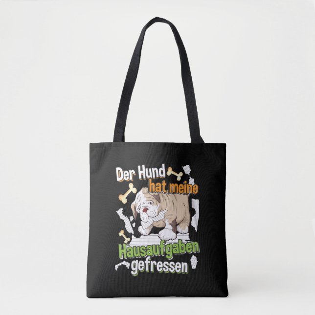 Tote Bag Mon chien a mangé mes devoirs - Citation d'apprent (Devant)