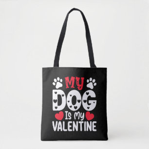 Tote Bag Mon chien est ma Saint-Valentin drôles d'amoureux