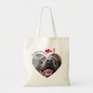 Tote Bag Mon coeur appartient à Pitbull chien photo personn