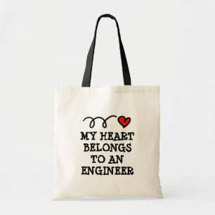 Tote Bag Mon coeur appartient à un ingénieur mignon toile